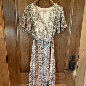 Mock Wrap Snake Print dress